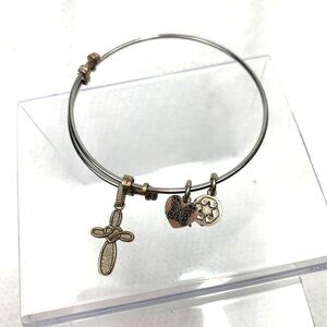 Angelica Celtic Cross Charm Bracelet - Silver, Expands 2"- 3.5"